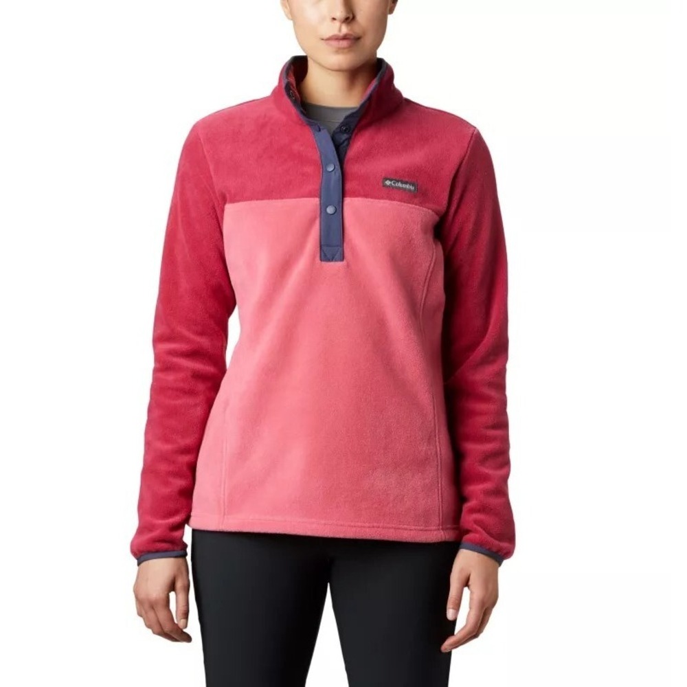Columbia Benton Springs Half Snap Fleece‎ Pullover Outdoor Pink/Red Small EUC